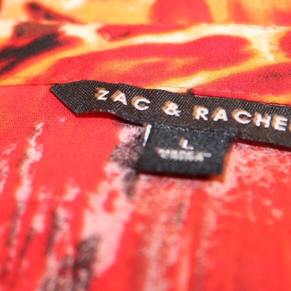 Zac and Rachel Tunic Blouse Orange Brown Leopard Print Asymmetrical Hem Large - Picture 8 of 8